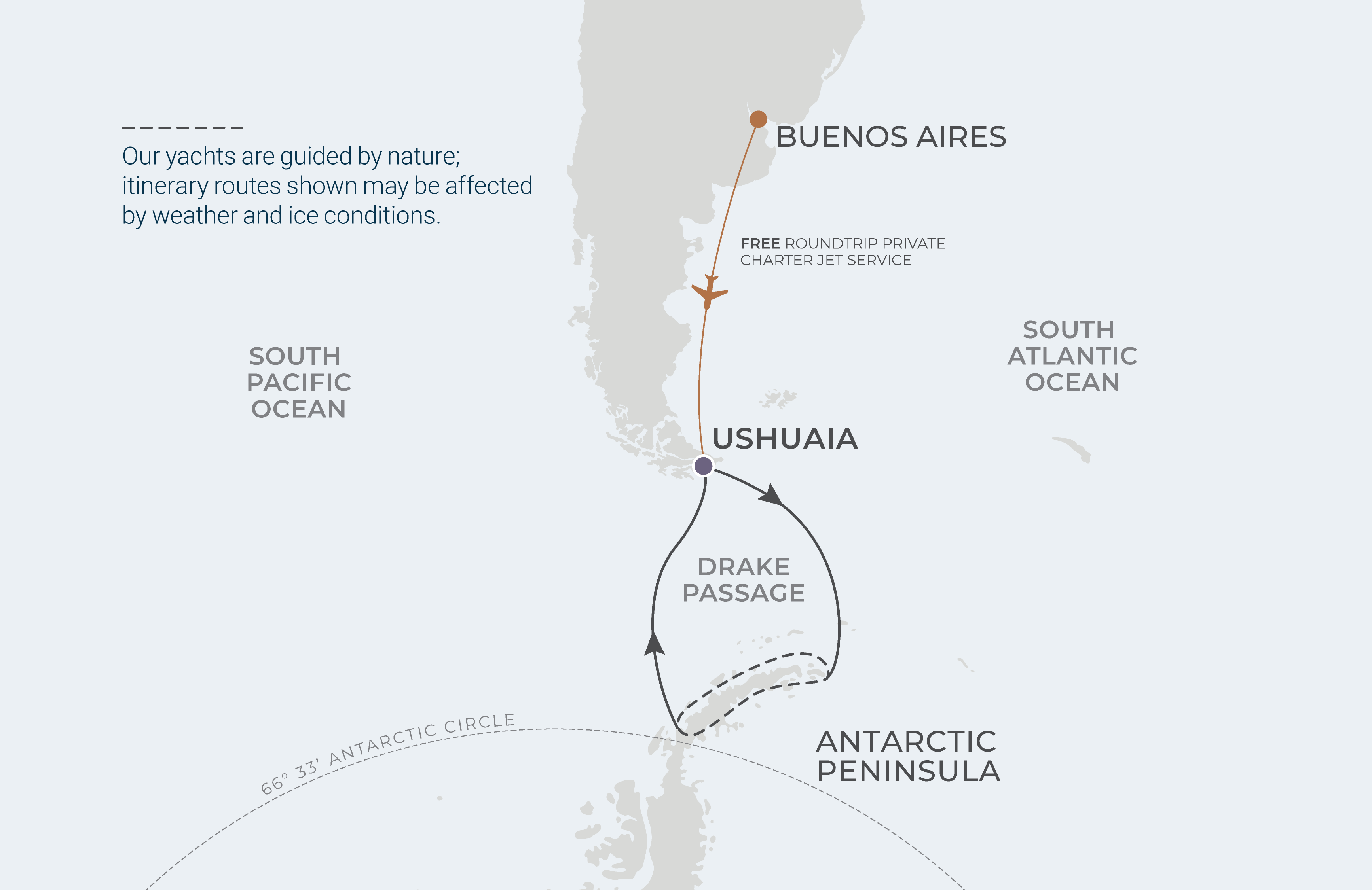 Map for 11-Night Ushuaia Roundtrip 11.18.25
