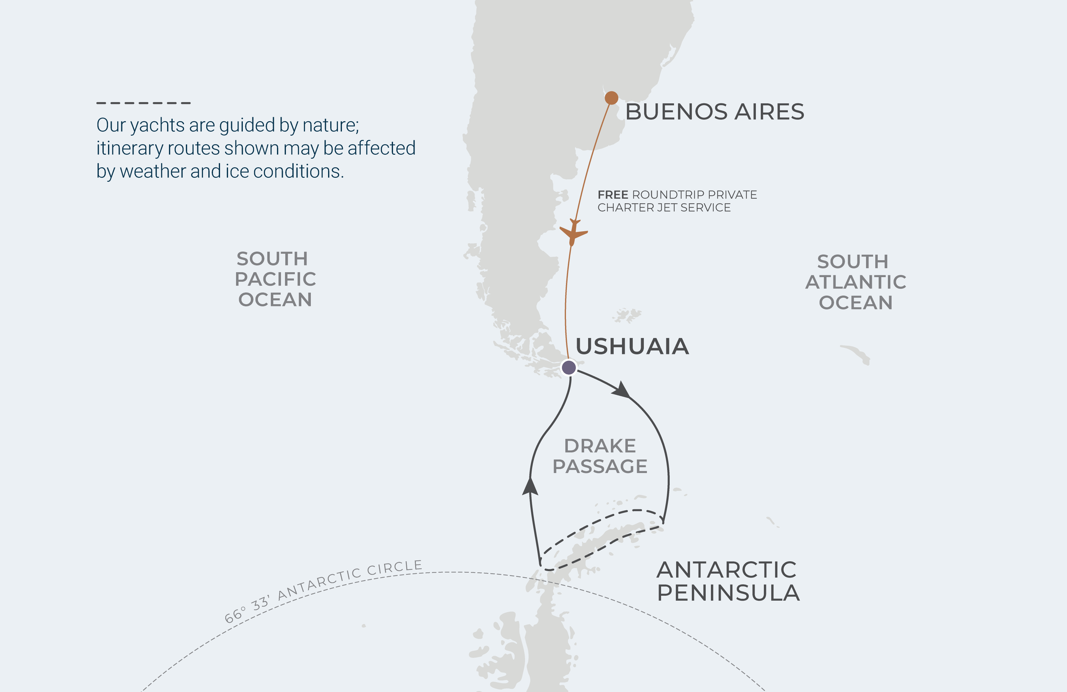 Map for 11-Night Ushuaia Roundtrip 12.1.25