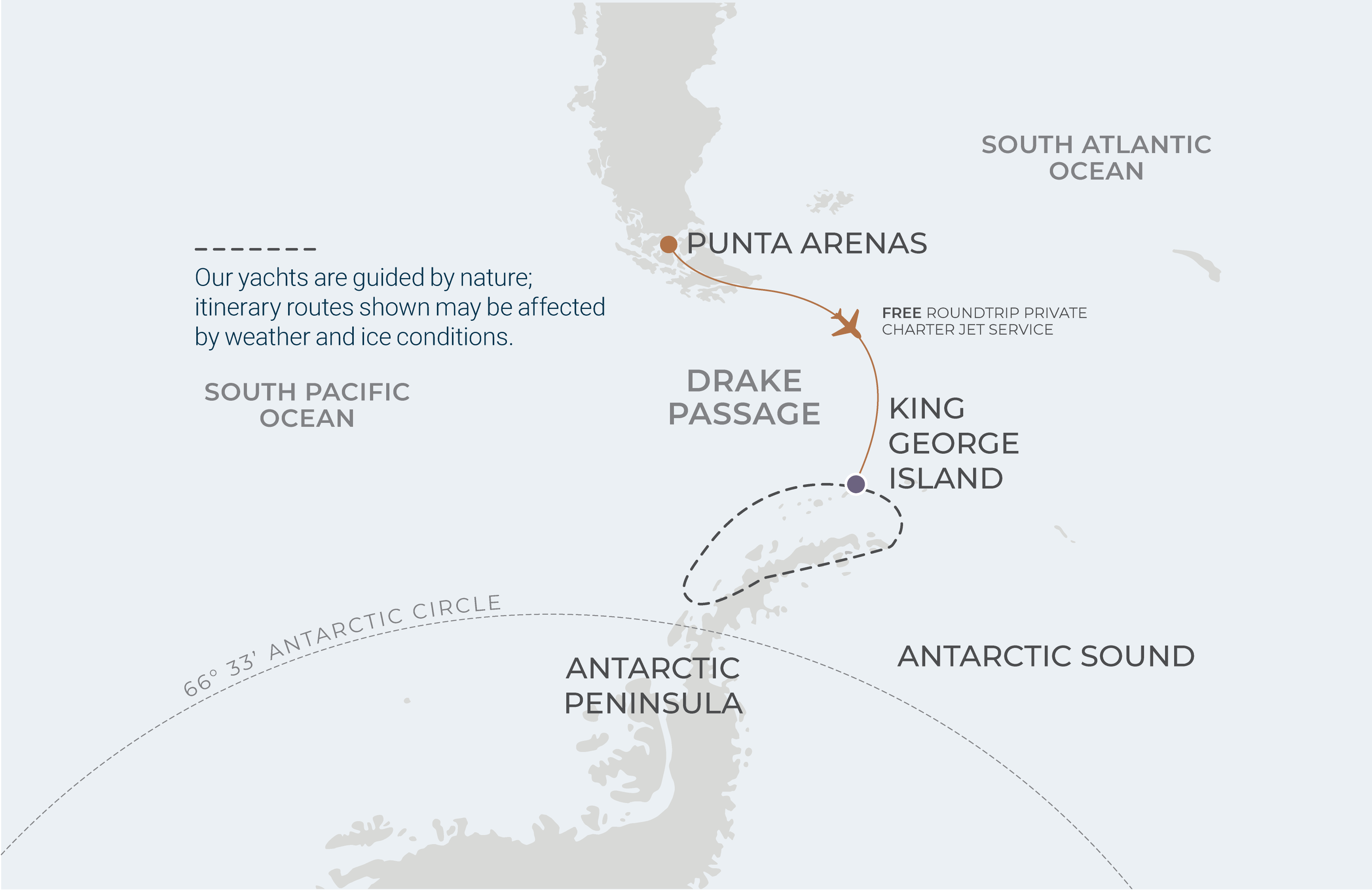 Map for 7-Night King George Island Roundtrip 12.9.25