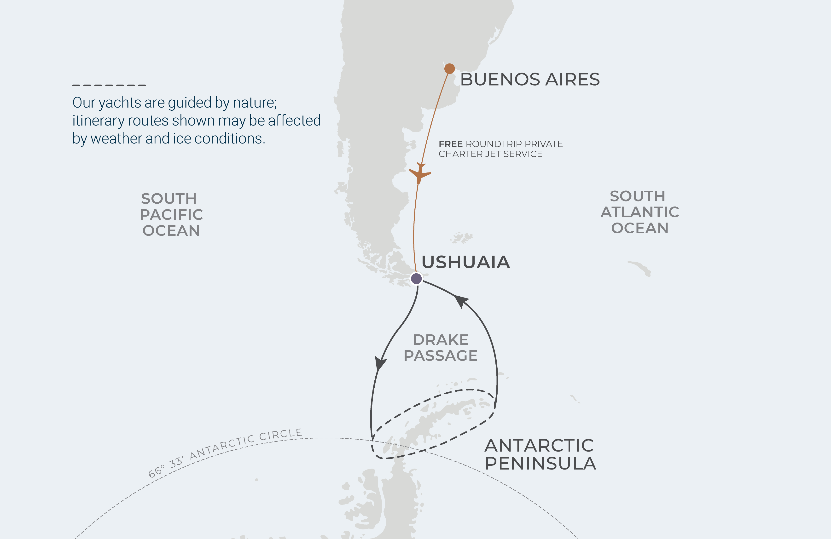 Map for 11-Night Ushuaia Roundtrip 12.17.25
