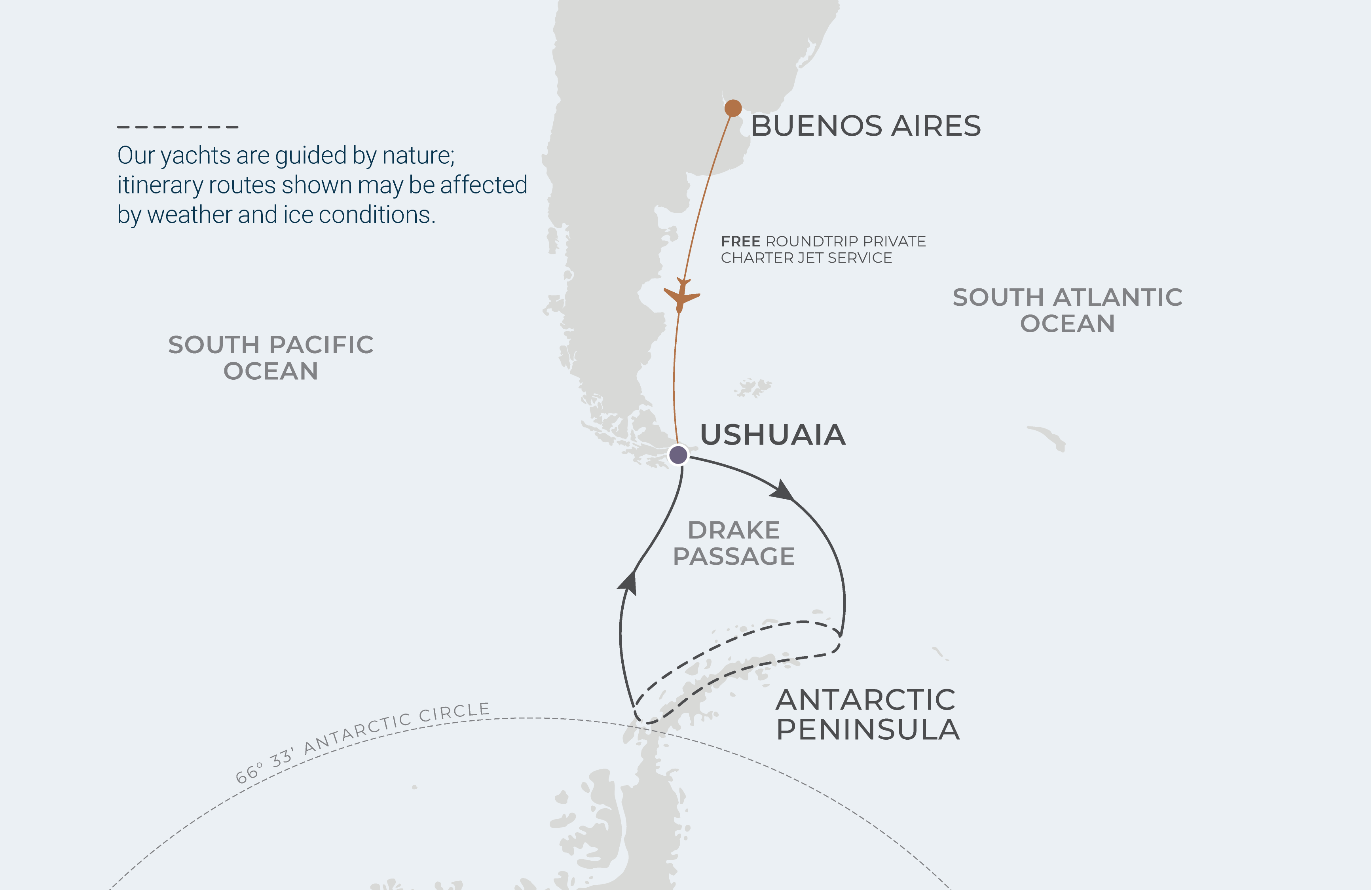 Map for 9-Night Ushuaia Roundtrip 12.27.25