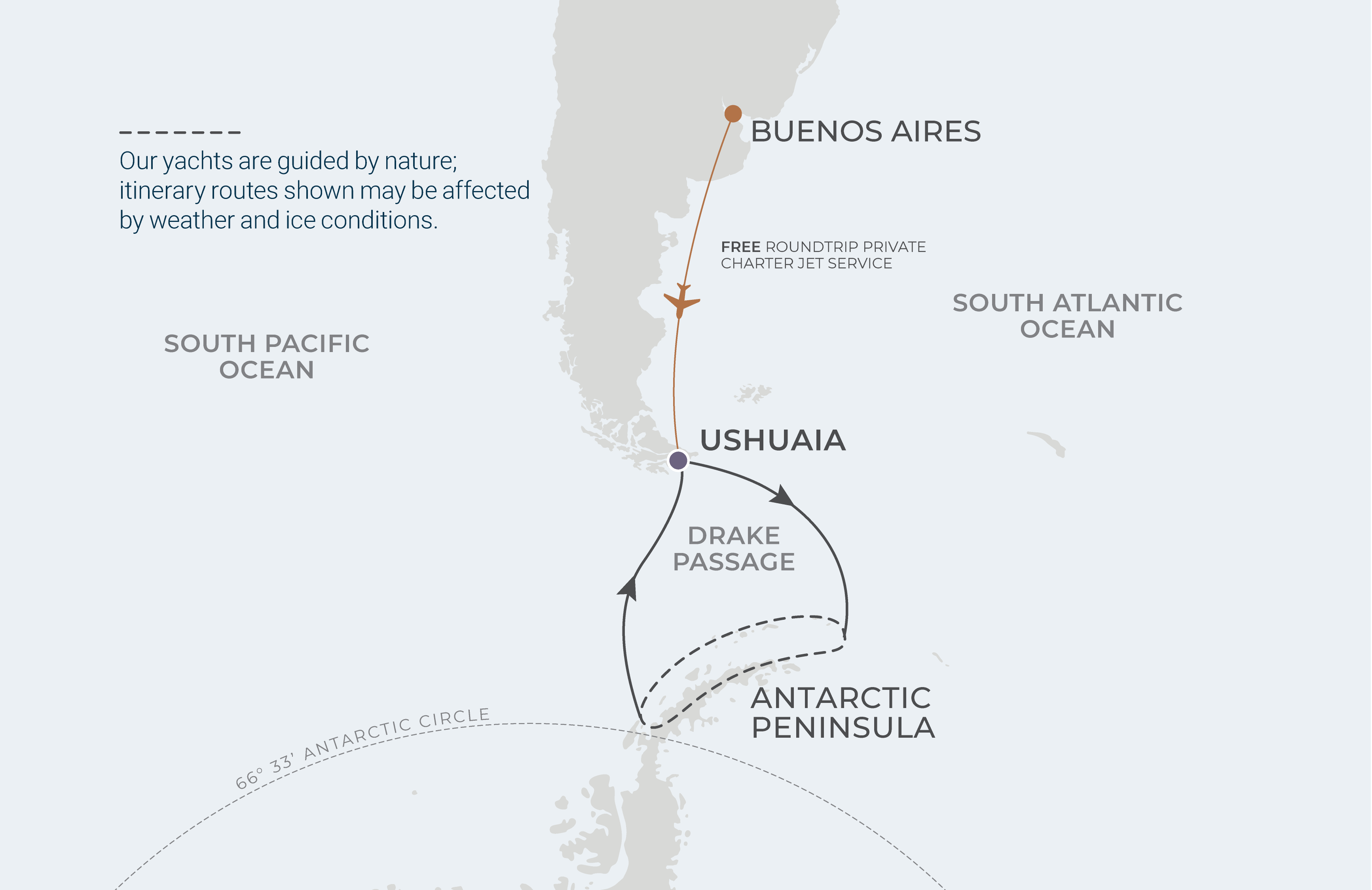 Map for 9-Night Ushuaia Roundtrip 12.28.25
