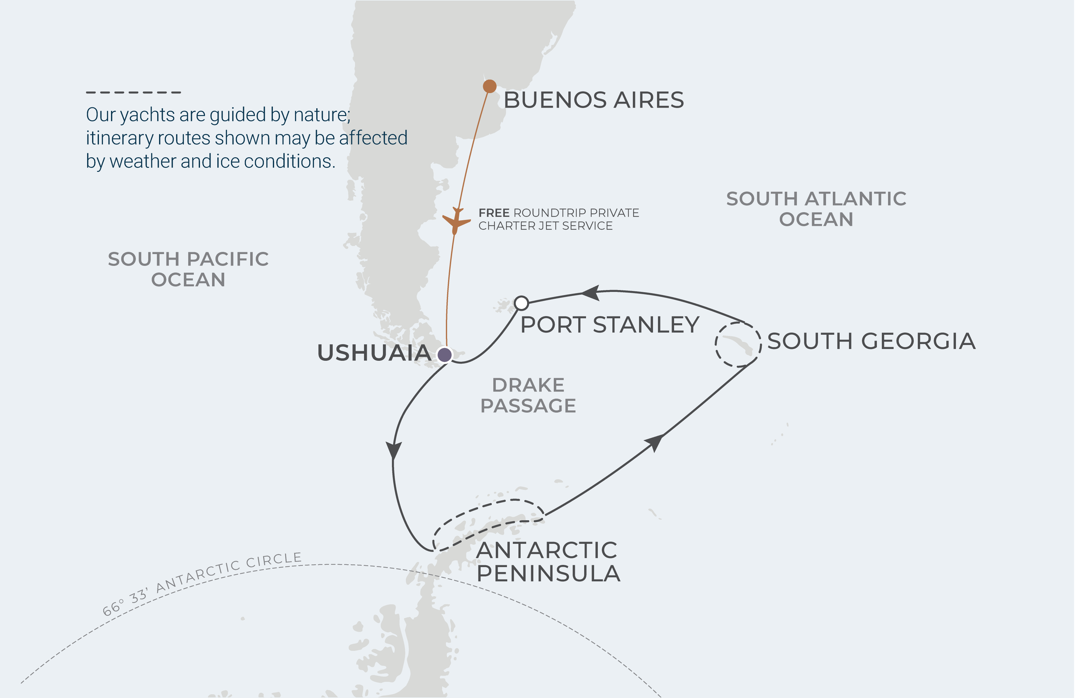 Map for 18-Night Ushuaia Roundtrip 1.8.26