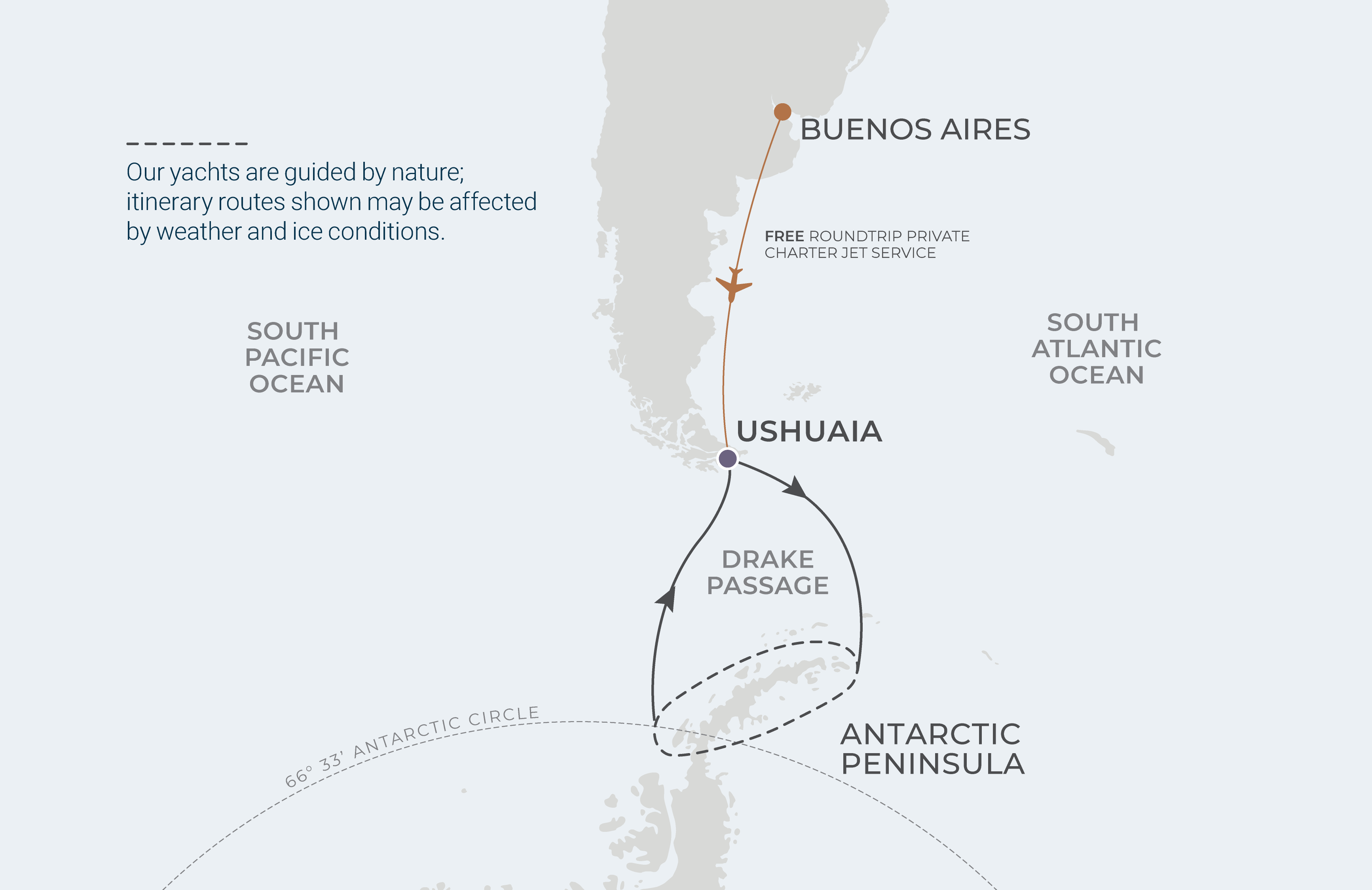 Map for 11-Night Ushuaia Roundtrip 1.26.26