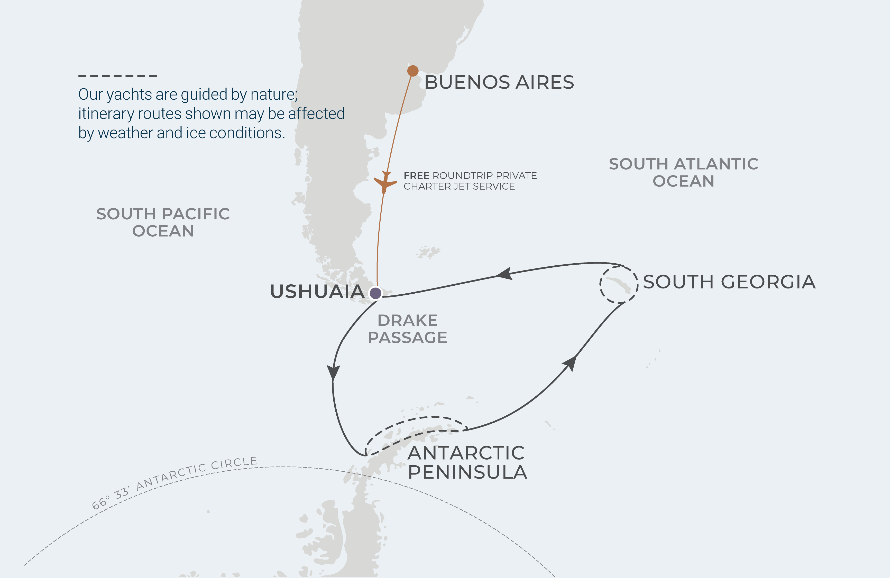 Map for 14-Night Ushuaia Roundtrip 2.13.26