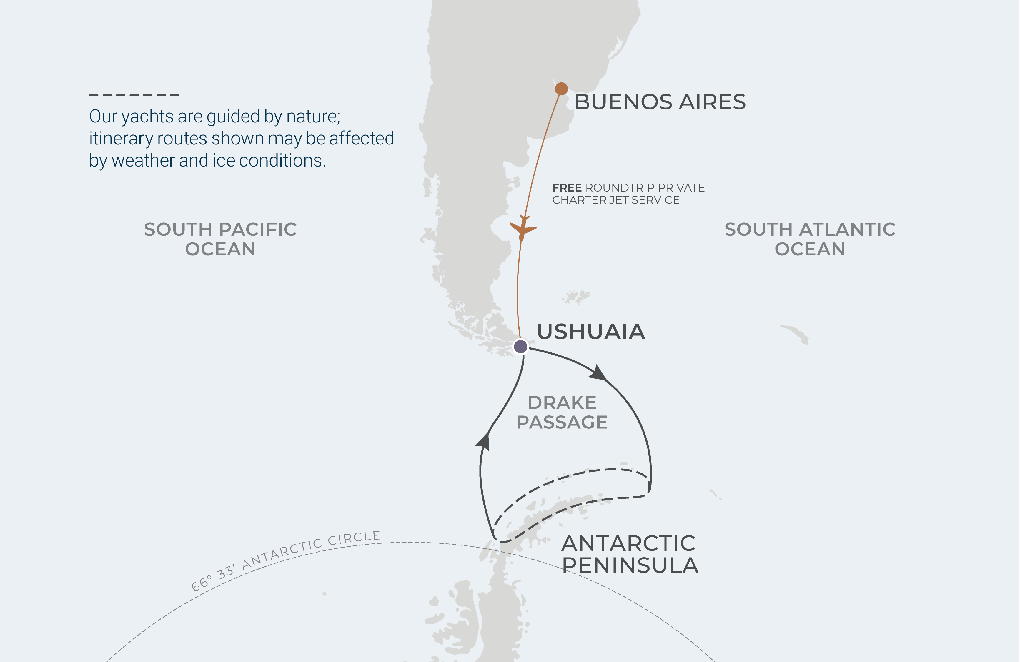 Map for 9-Night Ushuaia Roundtrip 3.19.26