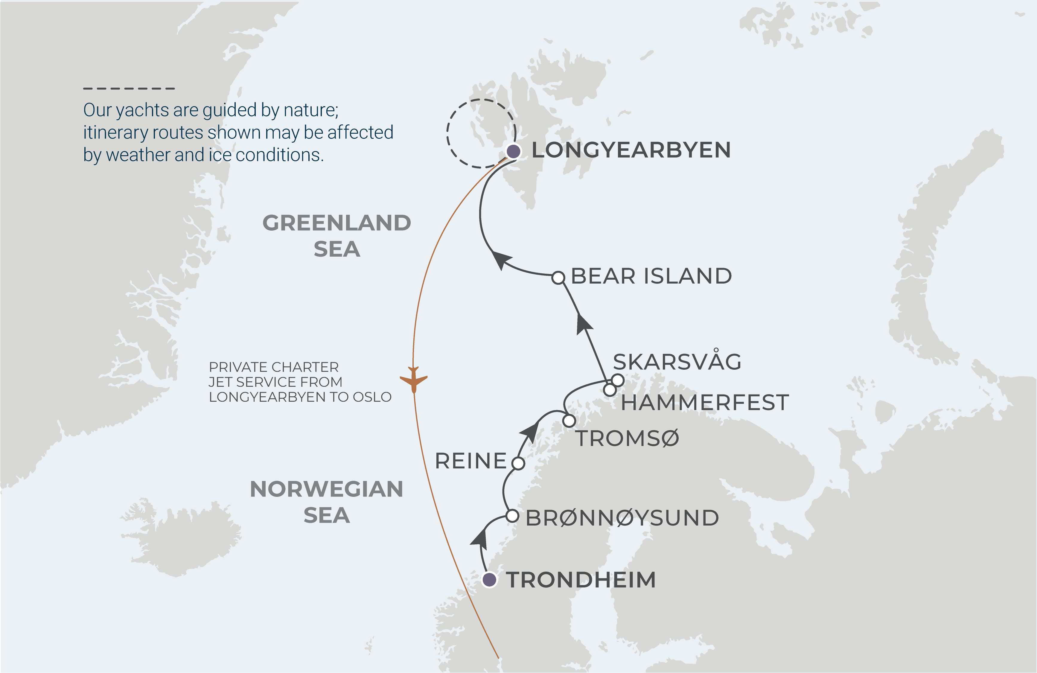 Map for 9-Night Trondheim to Longyearbyen 6.30.26