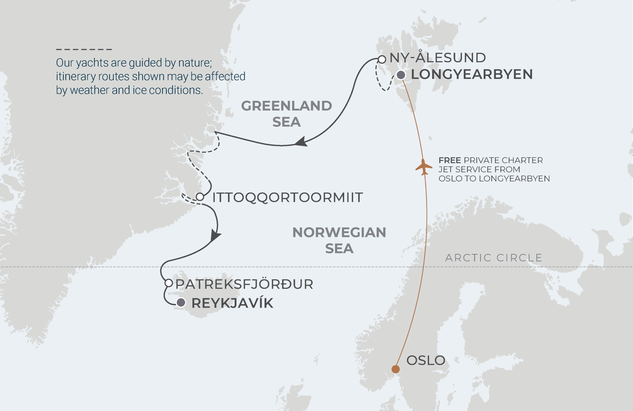 Map for 10-Night Longyearbyen to Reykjavík 7.29.26