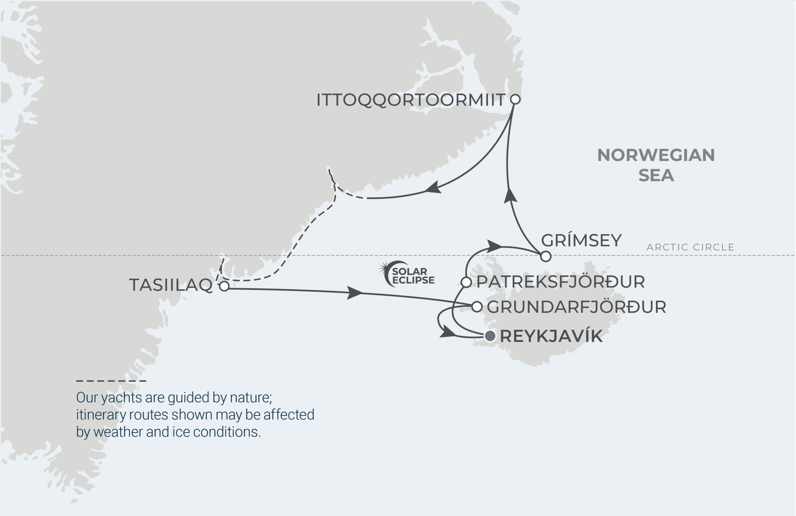 Map for 9-Night Reykjavik Roundtrip 8.11.26