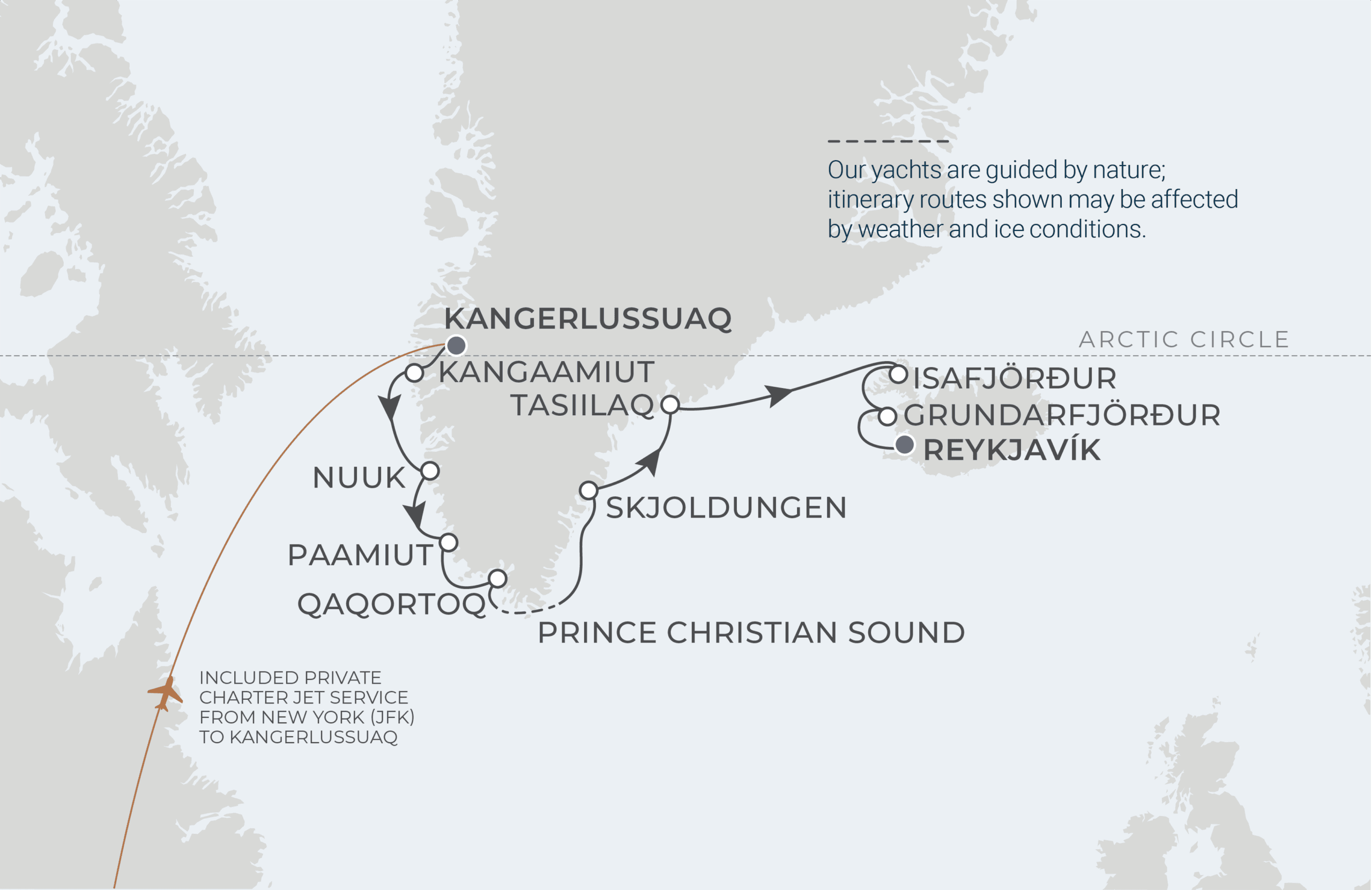 Map for 11-Night Kangerlussuaq to Reykjavik 8.31.26