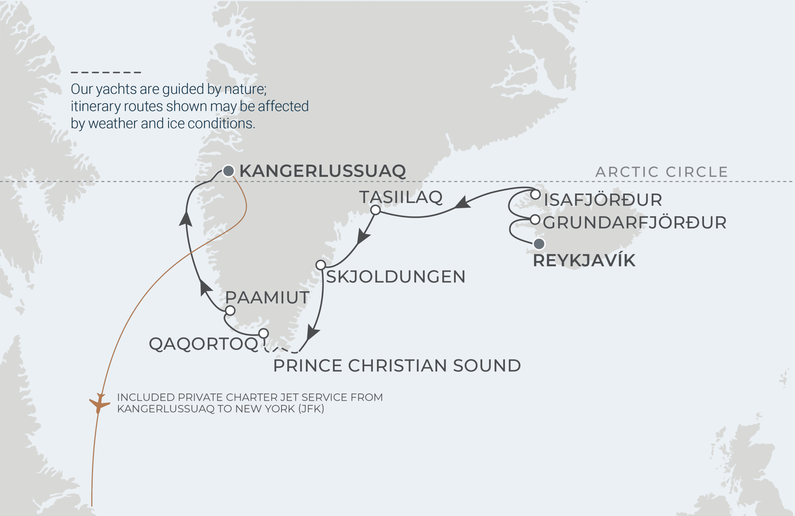 Map for 10-Night Reykjavik to Kangerlussuaq 9.11.26