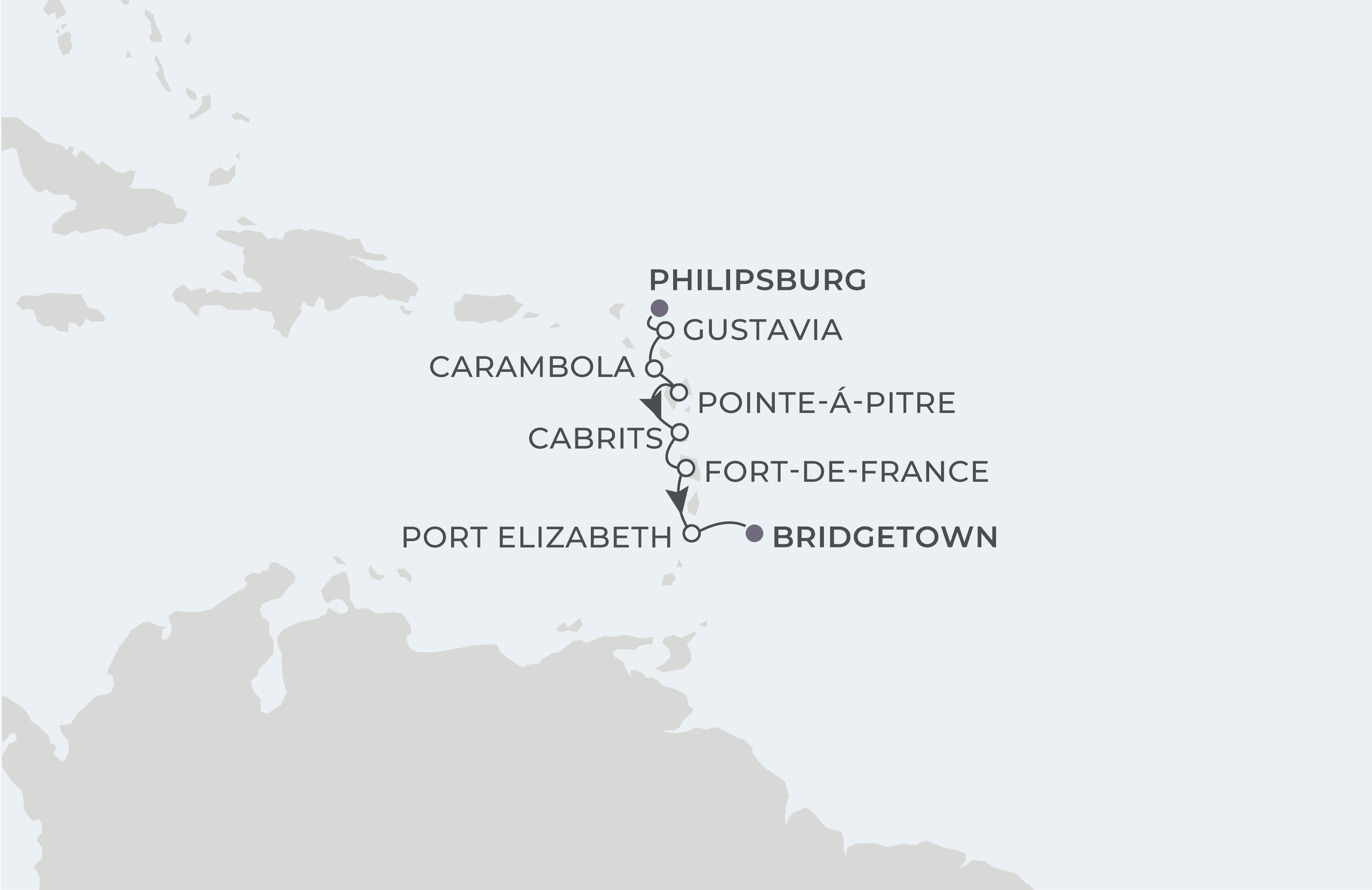 Map for 7-Night St. Maarten to Barbados 10.14.26