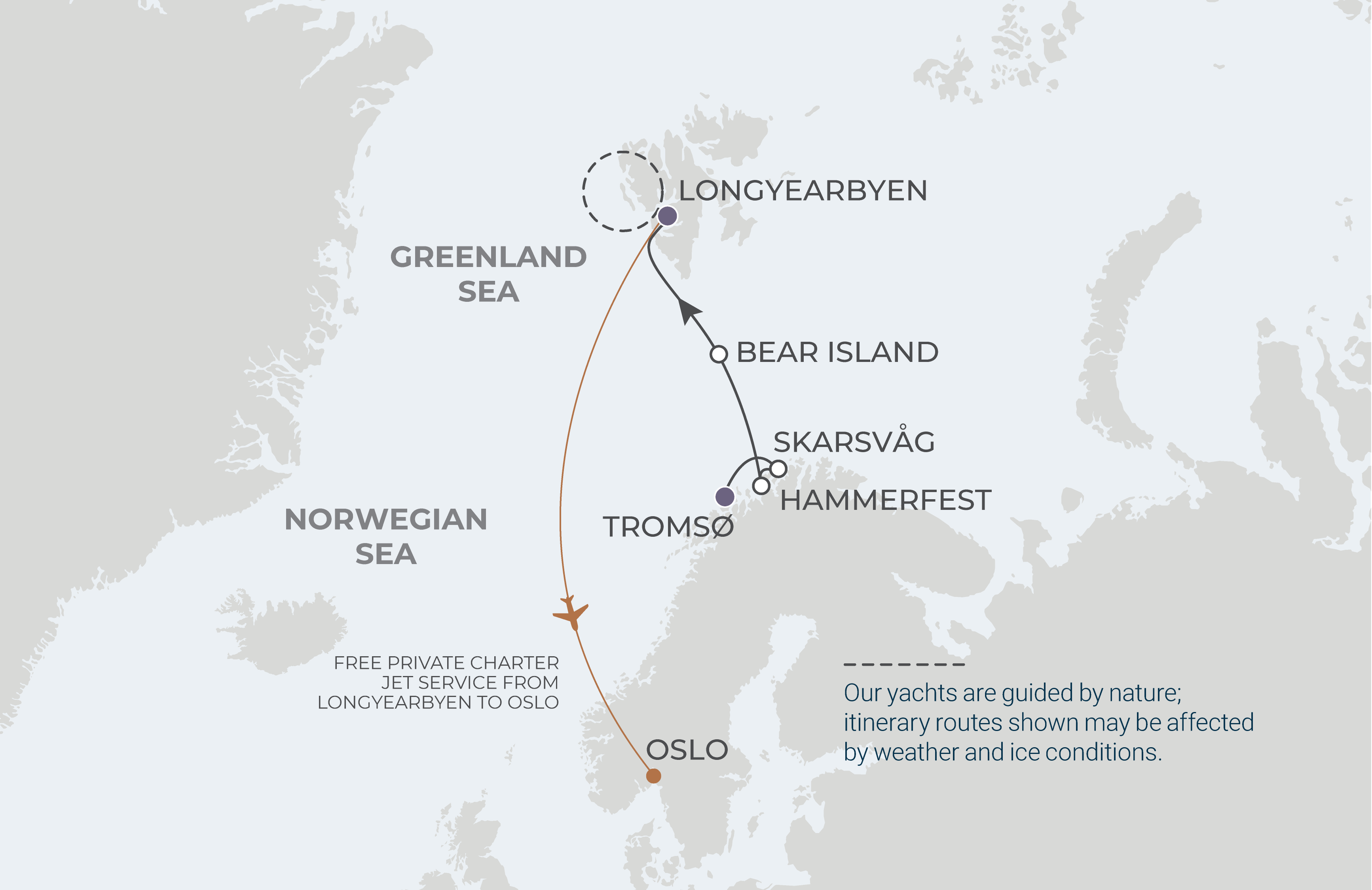 Map for 8-Night Tromso to Longyearbyen 5.21.26