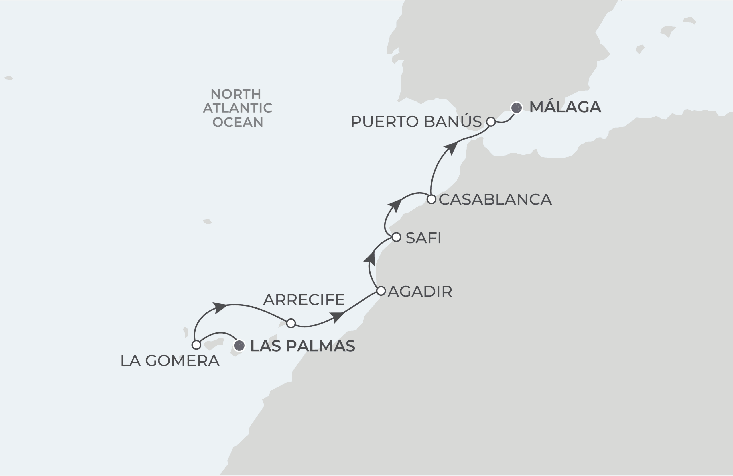 Map for 8-Night Las Palmas to Malaga 4.15.27