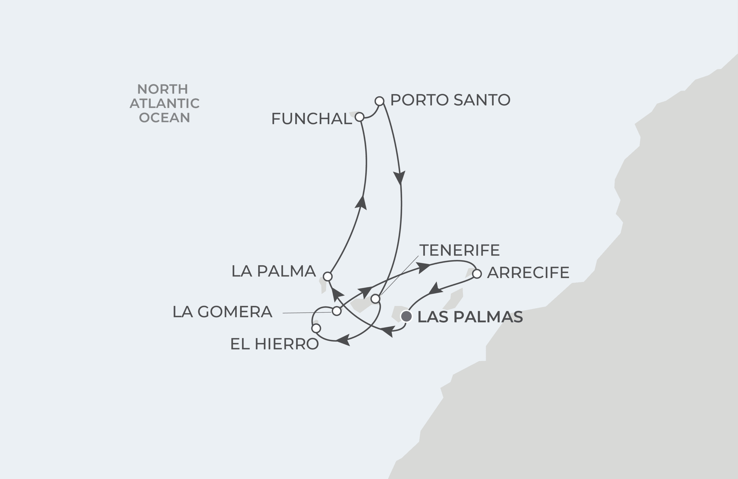 Map for 10-Night Las Palmas Roundtrip 4.17.27