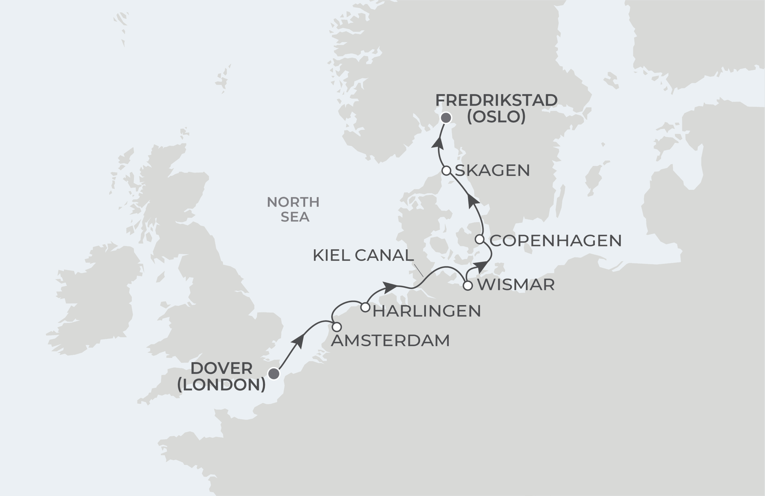 Map for 9-Night London to Oslo 5.23.27