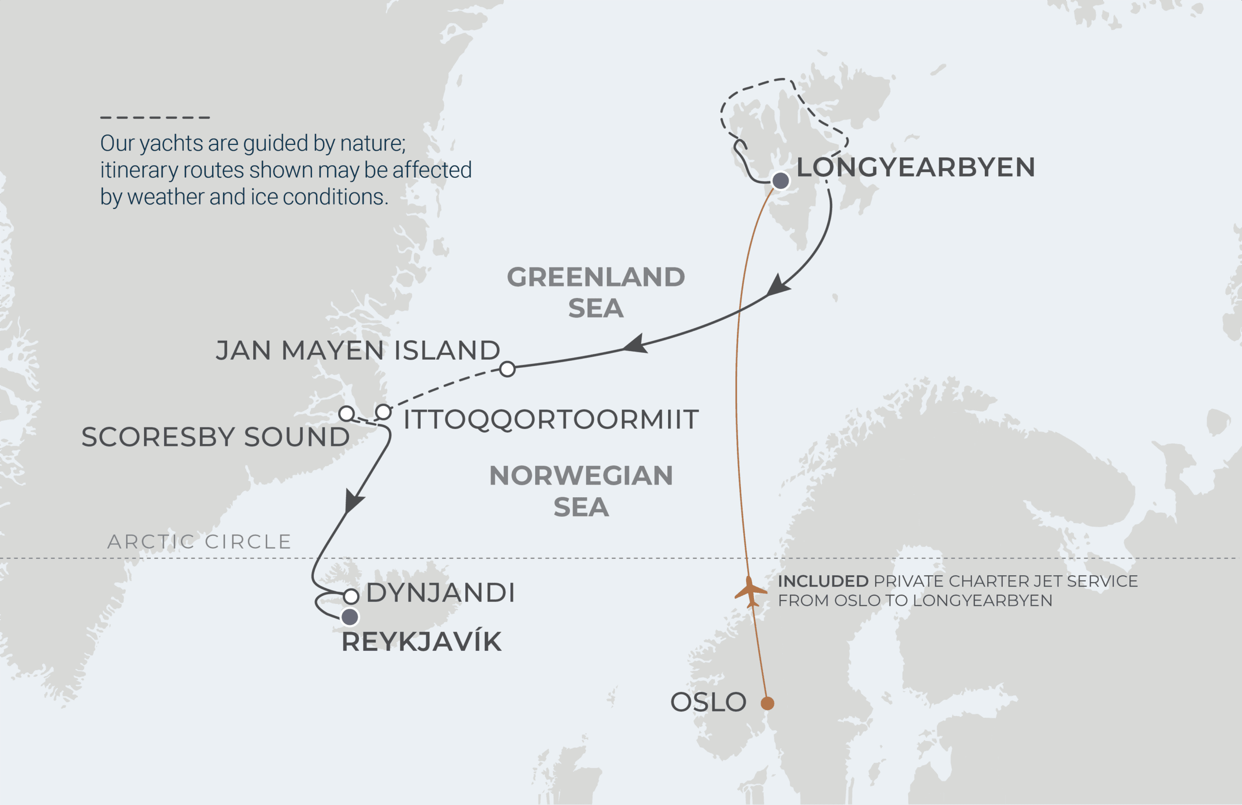 Map for 9-Night Longyearbyen to Reykjavík 8.6.27