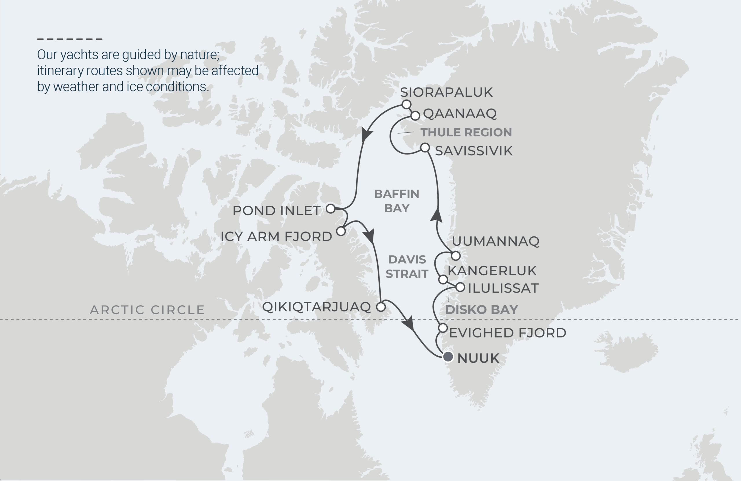 Map for 15-Night Nuuk Roundtrip 8.29.27