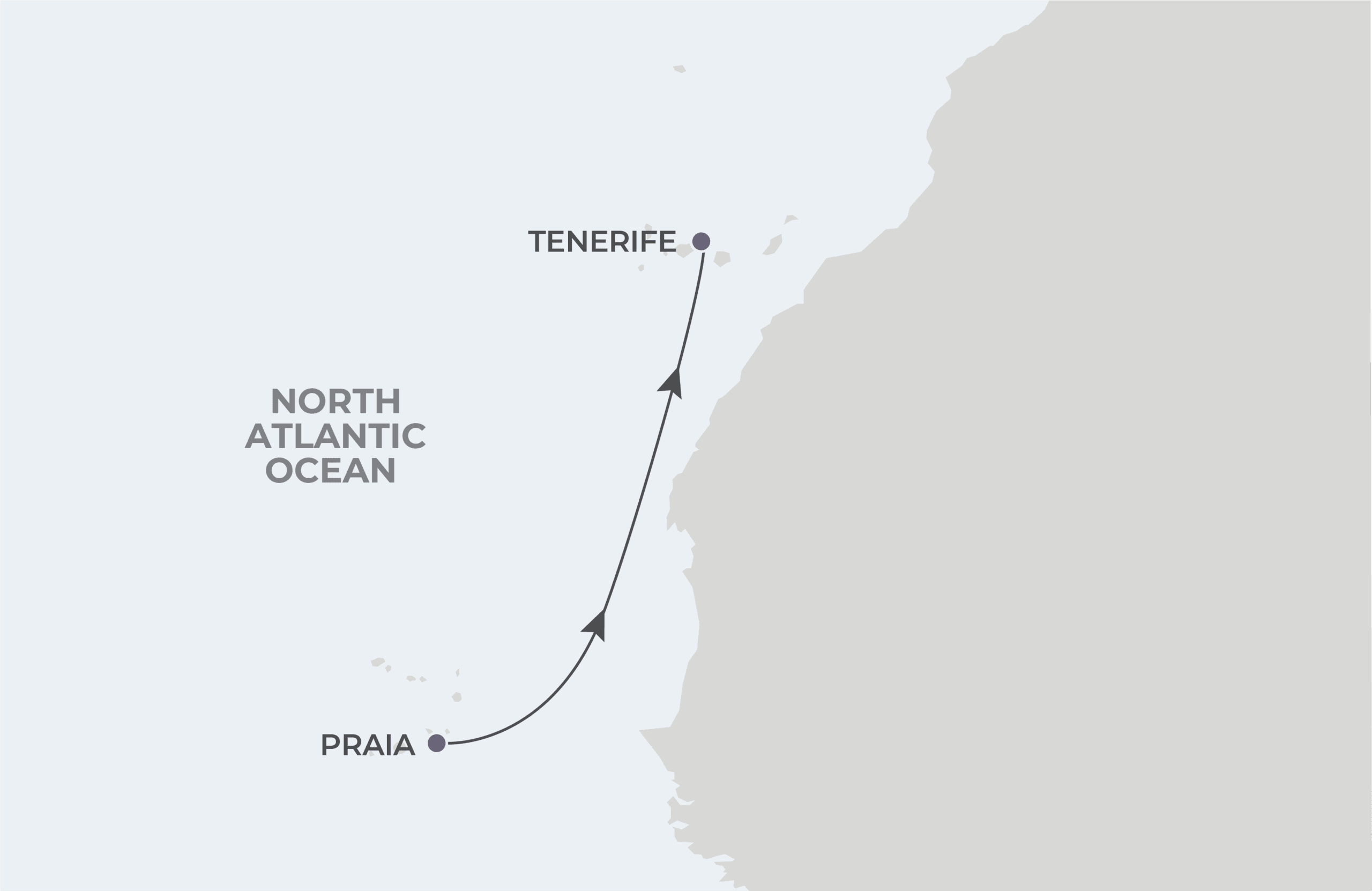 Map for 4-Night Praia to Tenerife 3.29.26
